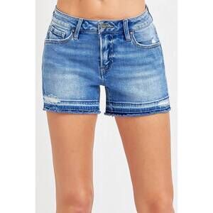 NEW RISEN low rise-shadow hem shorts in blue